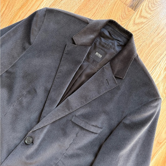 HUGO BOSS Black Velour Blazer Sport Coat Jacket Velvet Corduroy Cotton 42R - Picture 1 of 15